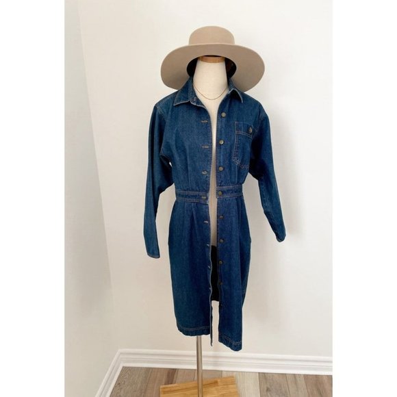 Vintage Jerell Denim Button Front MIDI Dress 70s Style Jumpsuit - Picture 5 of 10